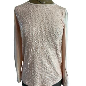 J crew pink‎ sequin l/s top, NWOT sz. XS glamour dressy party